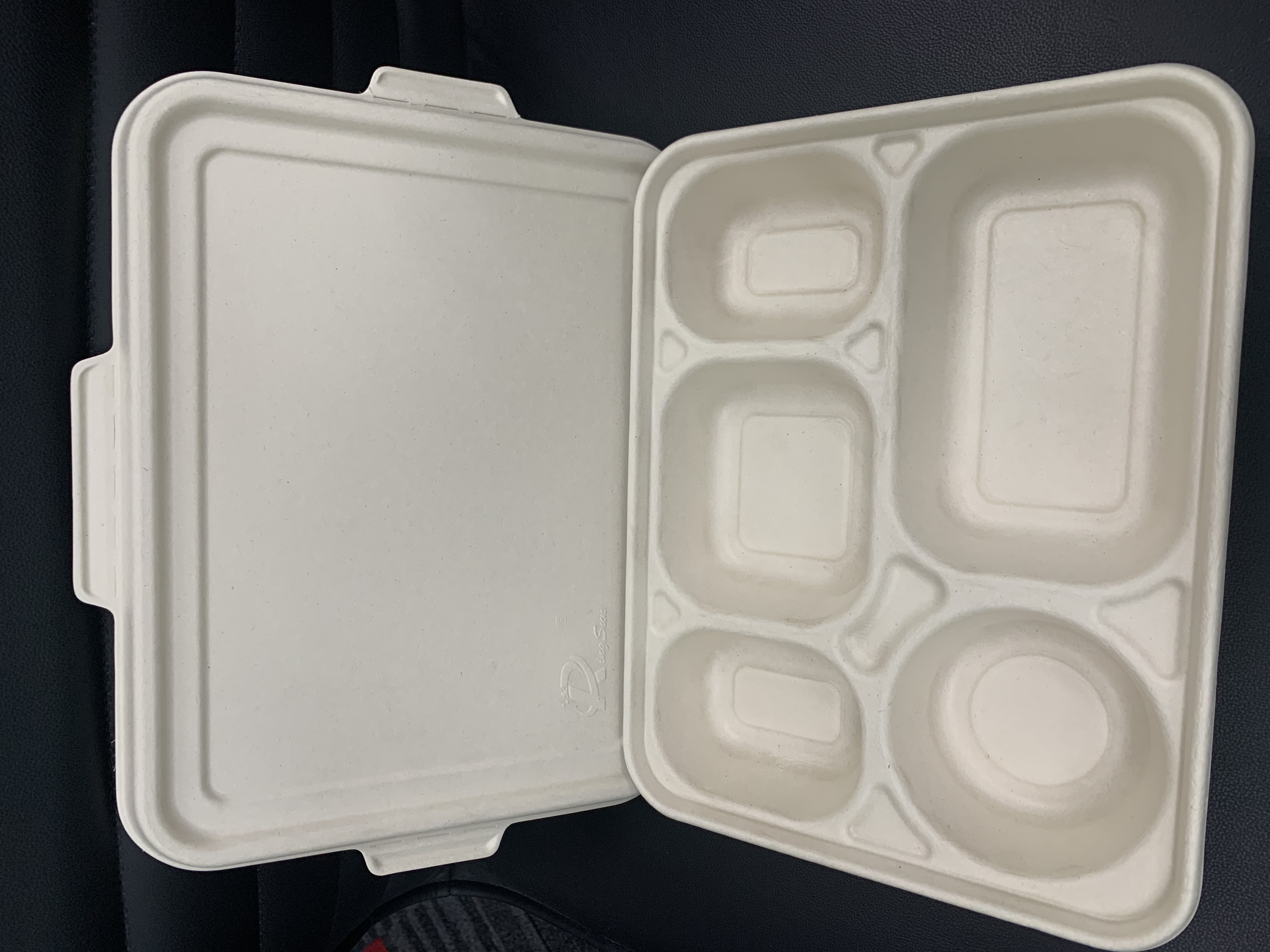 Bagasse Lid With Lock Flap For 5-Compartment Deep Tray Natural 283 X 220mm