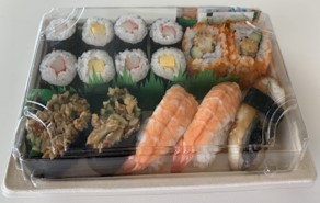 PET Lid For Sushi Tray Medium-2 Rectangle 235 X 145 X 22mmH