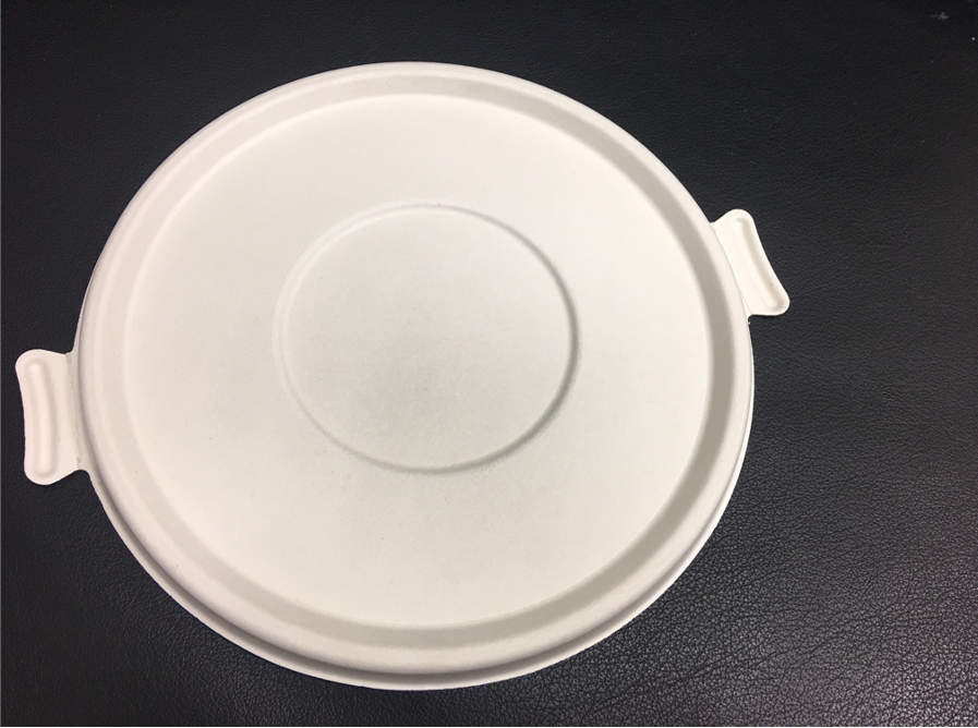 3-1 Bagasse Lid With Lock Flap For 24/32/46oz Bowl Round/Flat Ø195mm