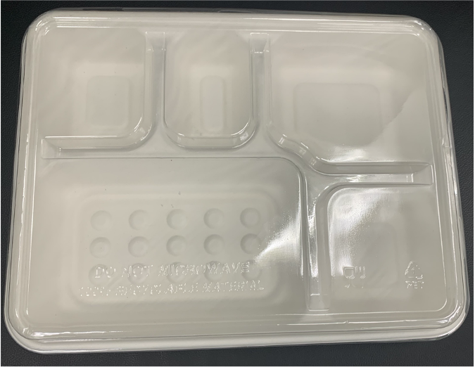 PET Lid With Air Valve For 5 Compartment Deep Tray 282 X 218mm